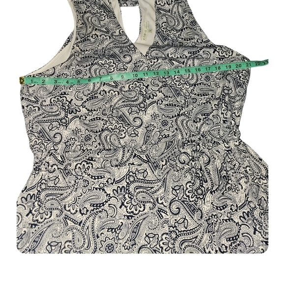 Cleo Jumpsuit Romper Paisley Halter Wide Leg Wrap Chest Clasp Tie Blue White Lg - Picture 8 of 11
